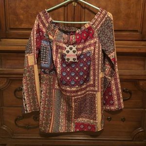 Paisley off shoulder mini dress